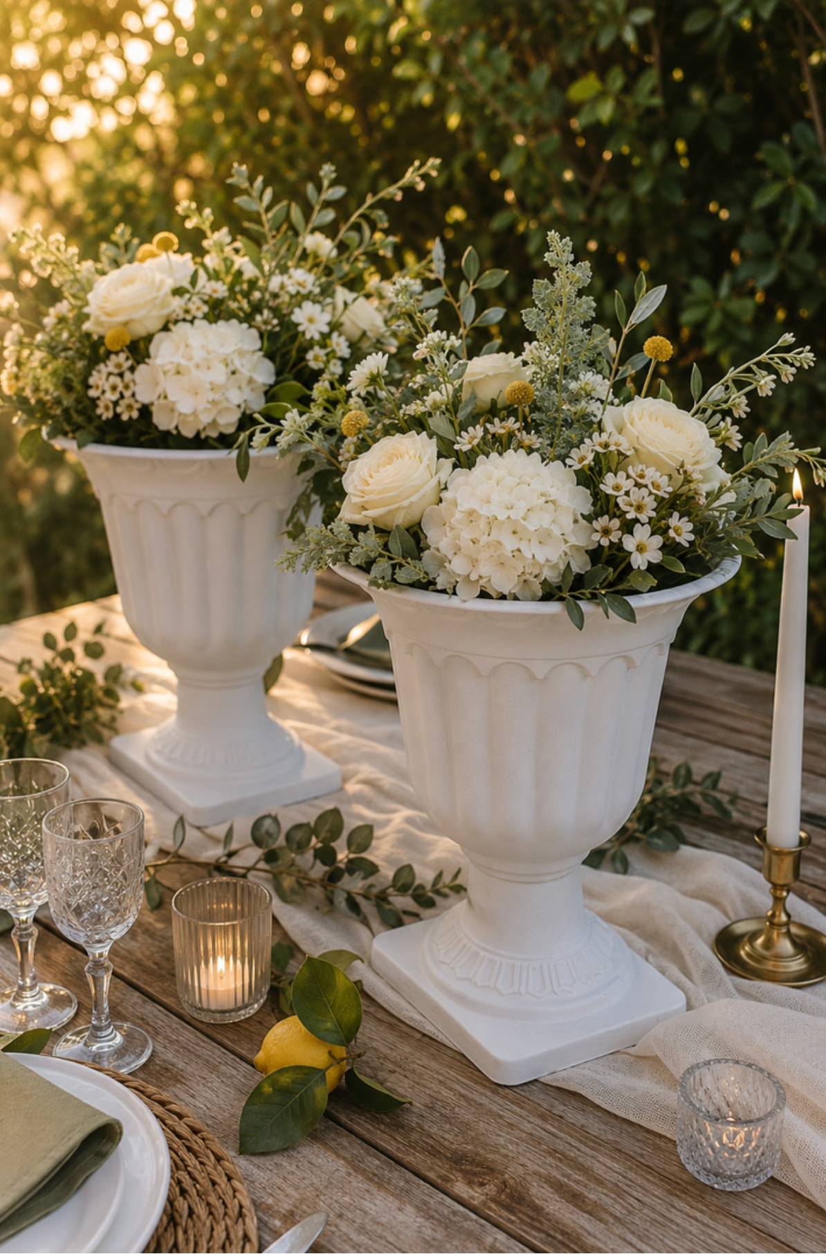 Vases Médicis blancs H25cm — Location