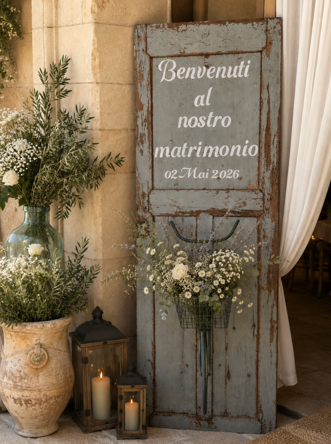 Panneau de bienvenue vintage (location)
