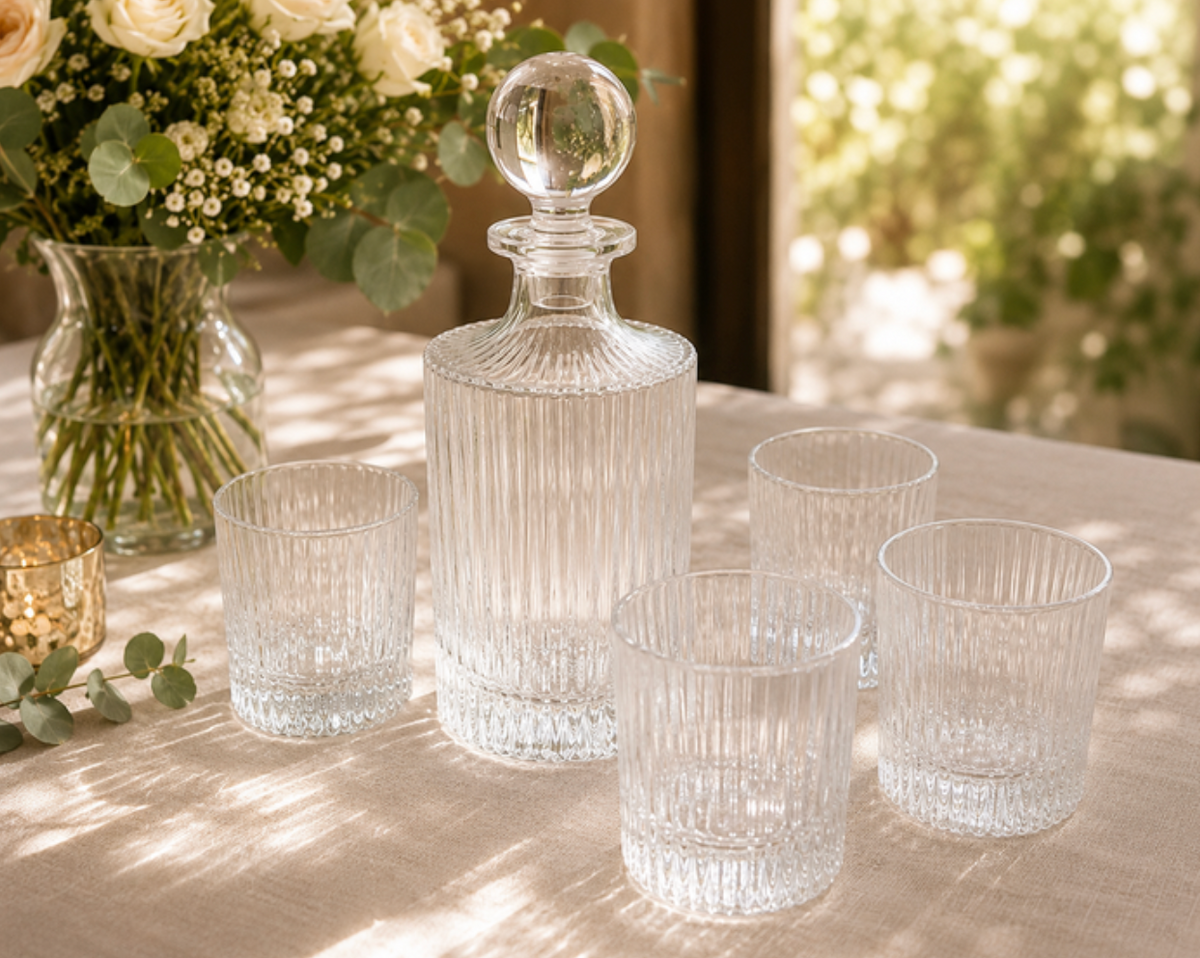 Set apéritif — carafe et 4 verres assortis — Location