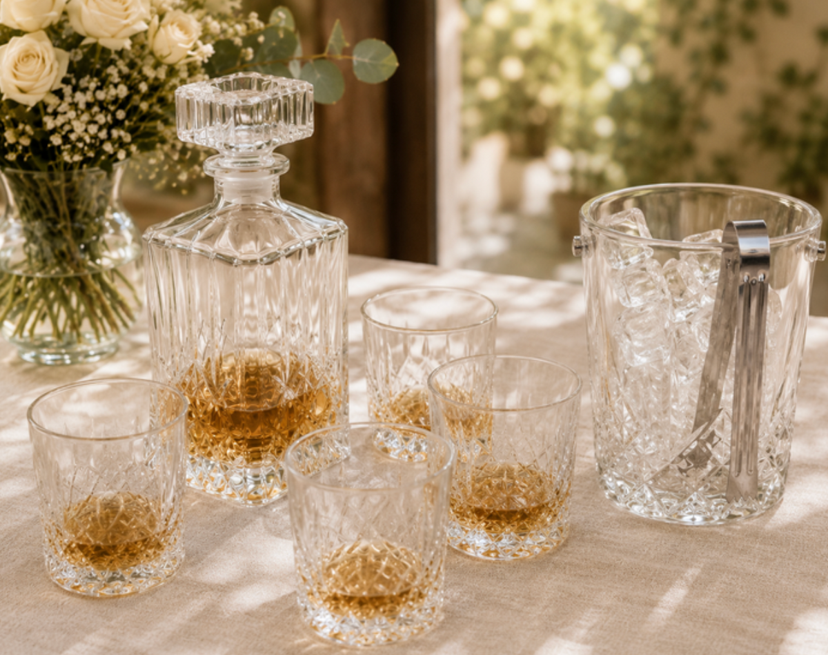 Set apéritif complet — carafe, verres, seau et pince à glaçons — Location