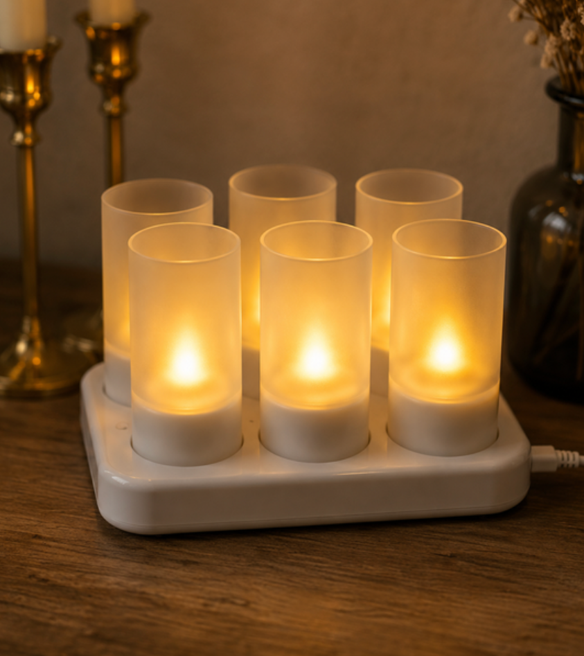 Lot de 6 chauffe-plats LED rechargeables — Location