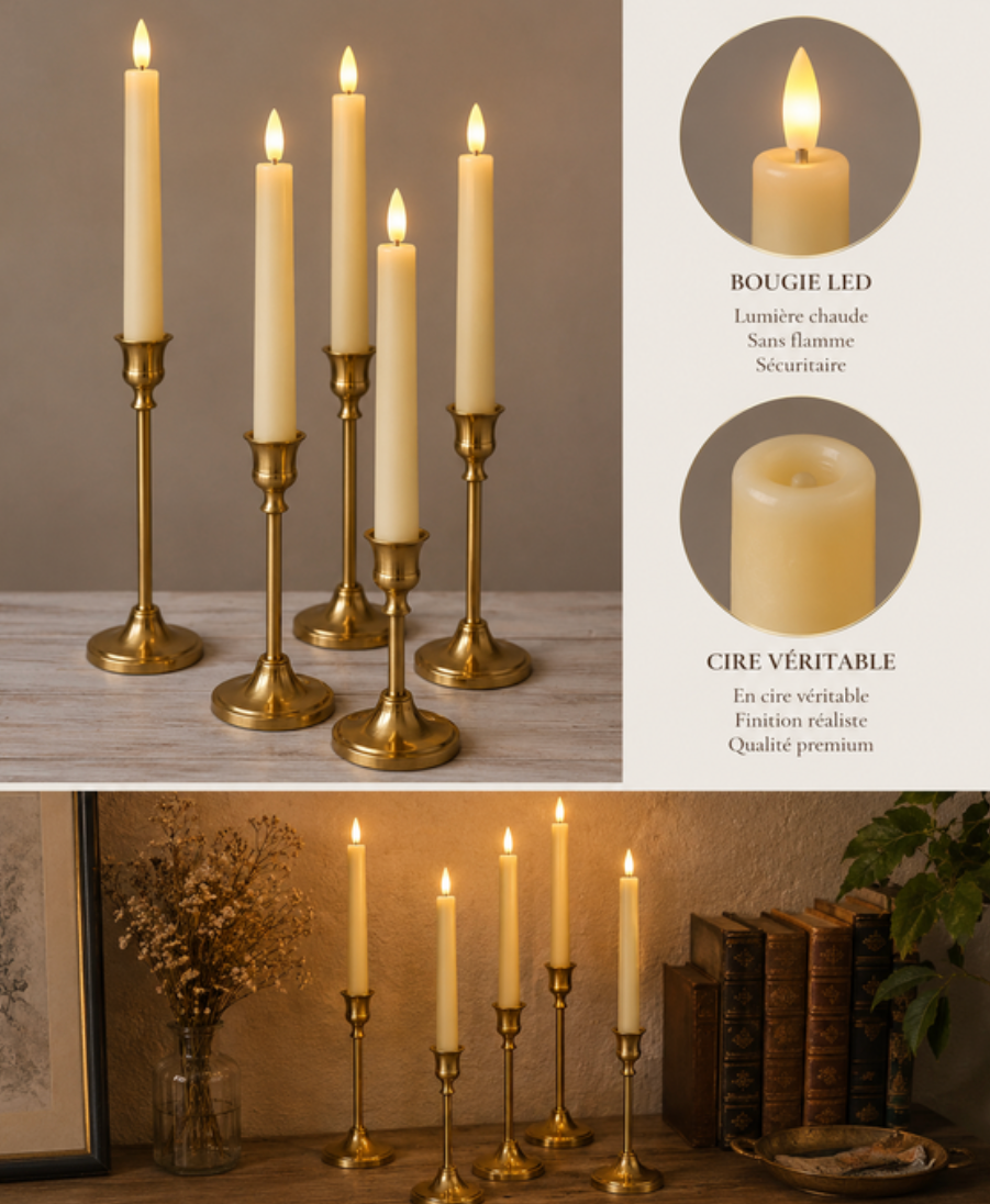 Chandelles LED en cire véritable — Lot de 2 — Location