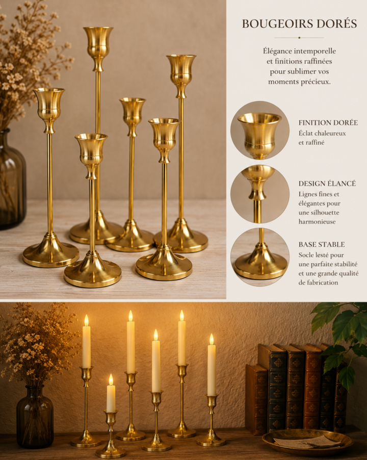 Chandeliers en métal doré — Lot de 3 — Location