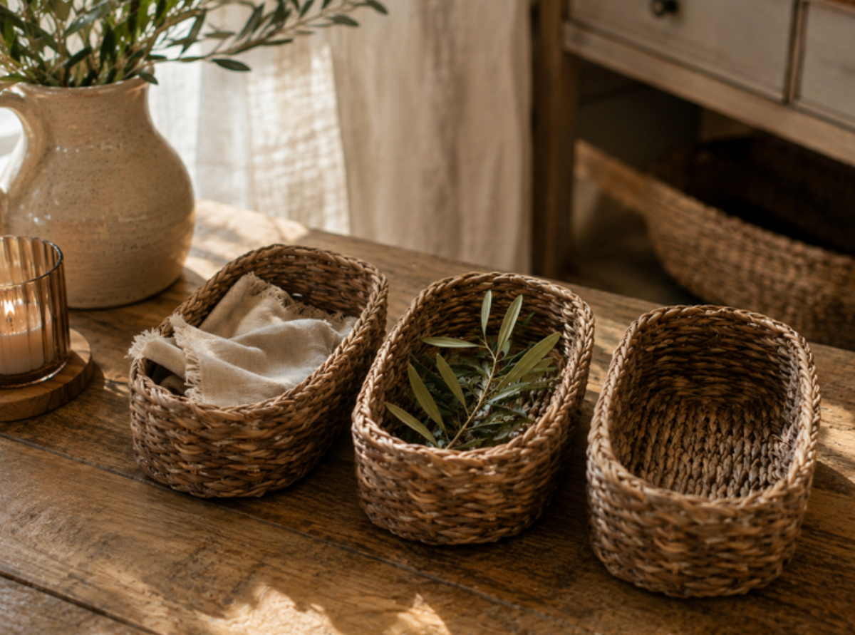 Lot de 3 petits paniers en osier tressé — Location
