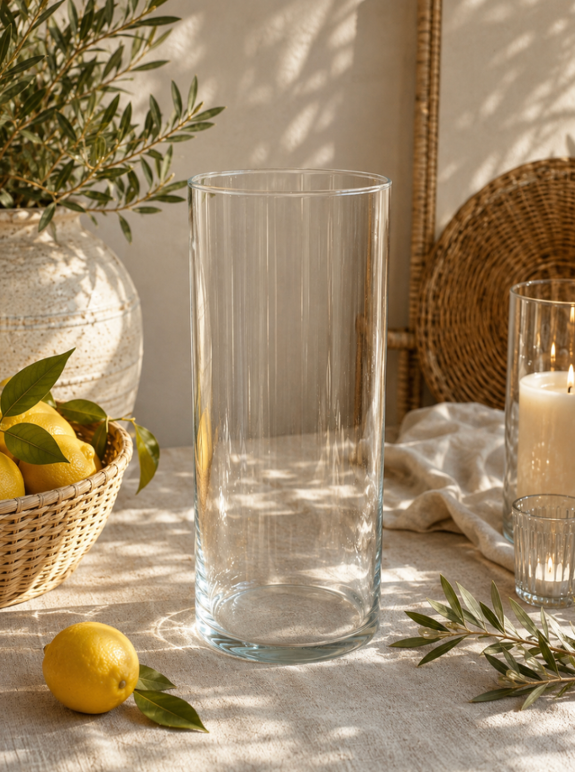 Grand vase transparent en verre H30cm — Location
